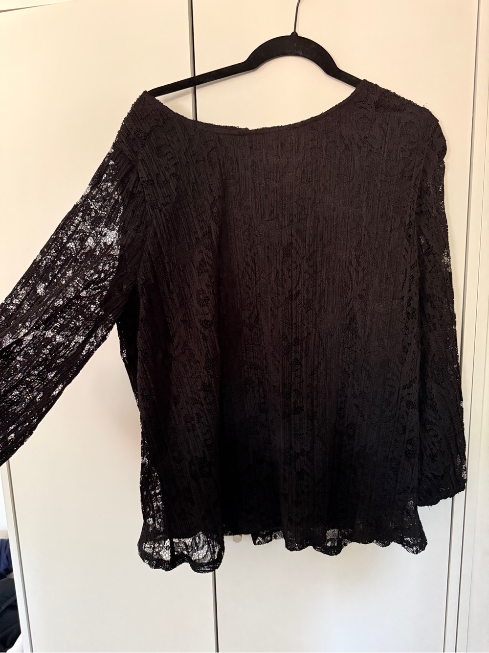 Adrianna Papell Black Lace Long-Sleeve Blouse